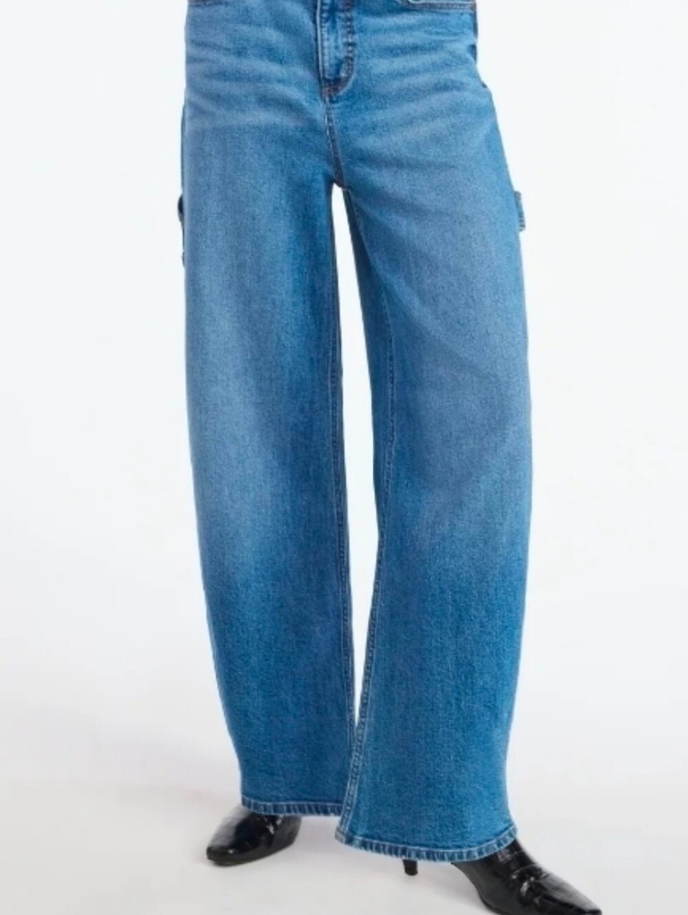 Scoop Barrel Carpenter Waist Adjustable Women's Blue Jeans size 24/25 Like New